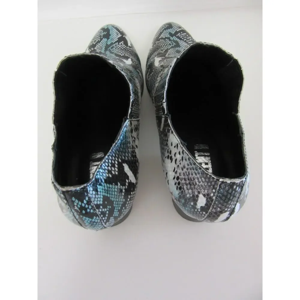 SILENT D Women's Python Snake Pattern Pointed Toe 39 Split Heel Bootie